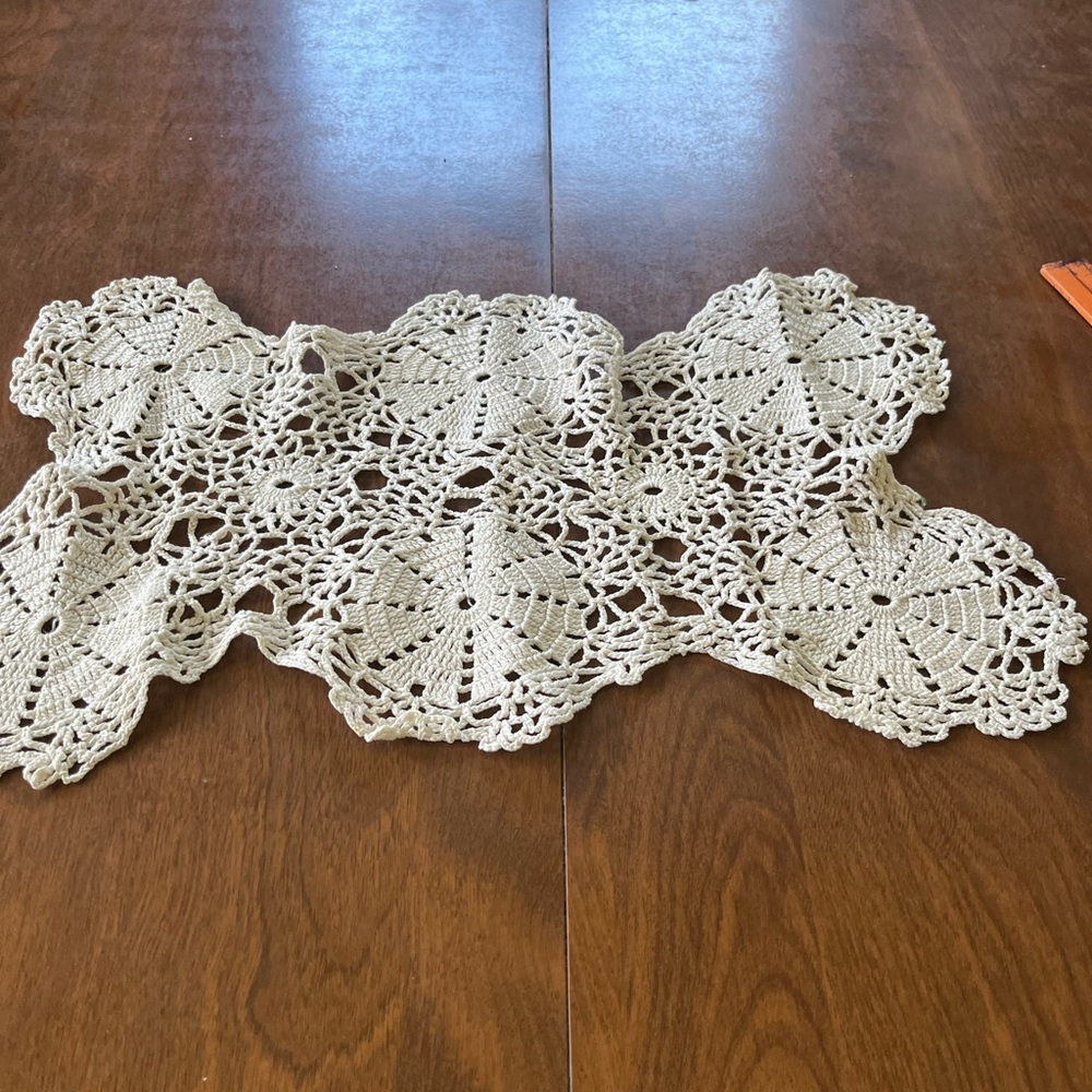 Vintage off white Crochet Lace Table Linen